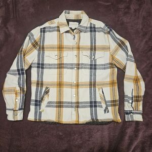 Aeropostale Yellow and Gray Plaid Shirt Jacket Mens Small